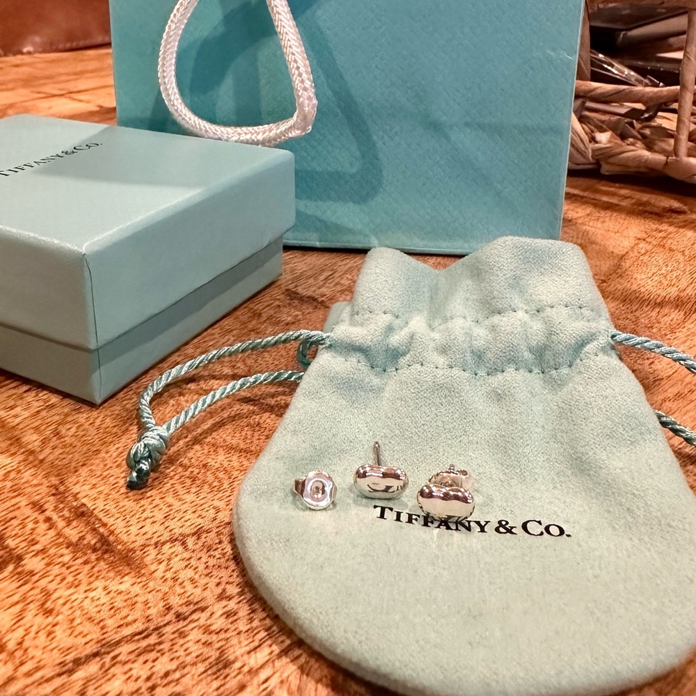 Tiffany and Co. Elsa Peretti Sterling Silver Bean Earrings
